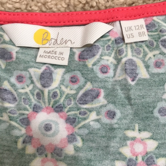 BODEN Size 8R green printed bell sleeve dress - Picture 5 of 8